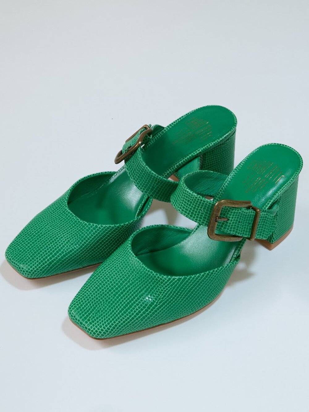 Charlotte Stone Gina Tejus Hot Mint Heeled Mules Women's Size 10 NIB